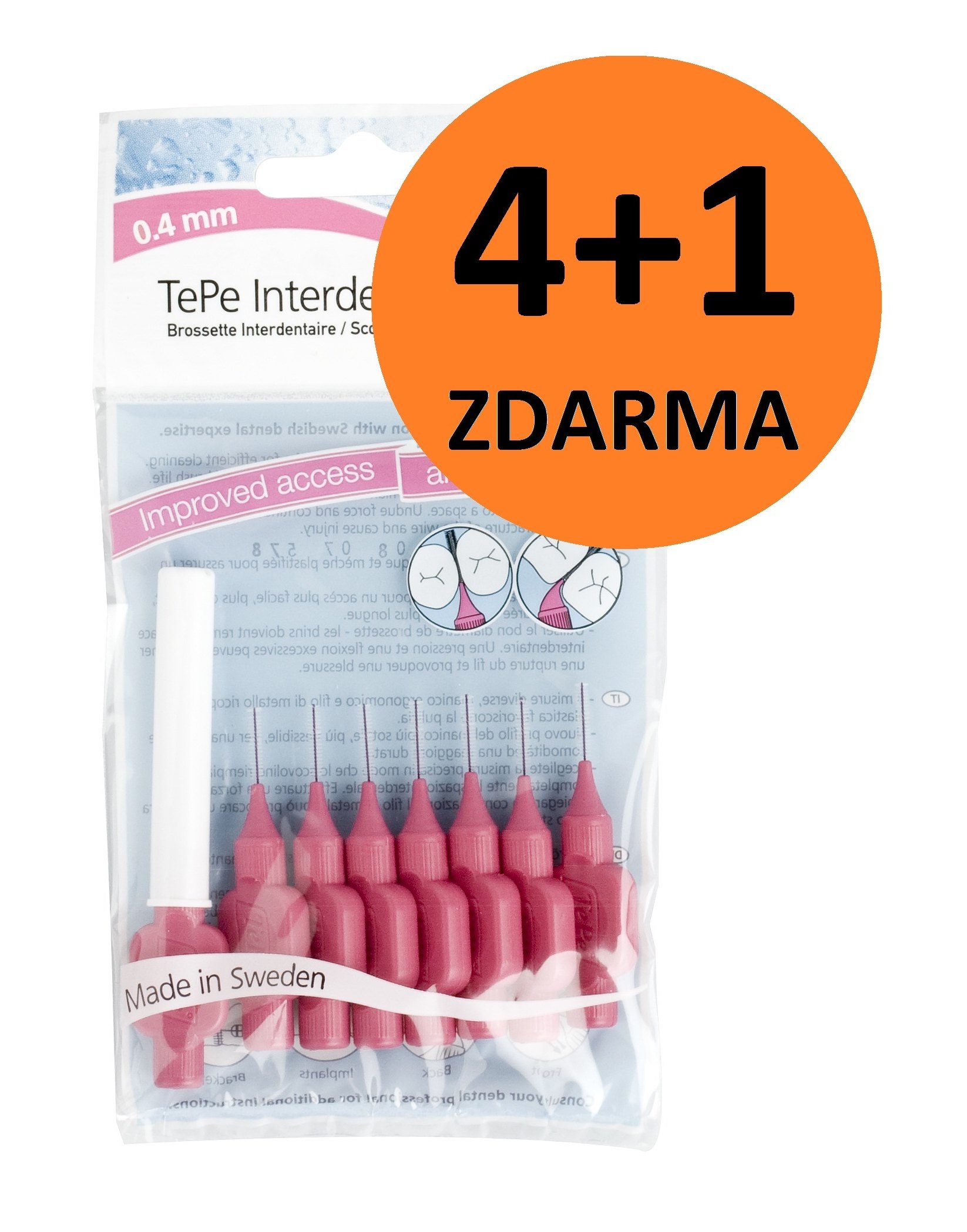 TePe 0,40 medzizubné kefky růžové 8 ks 4+1 ZDARMA