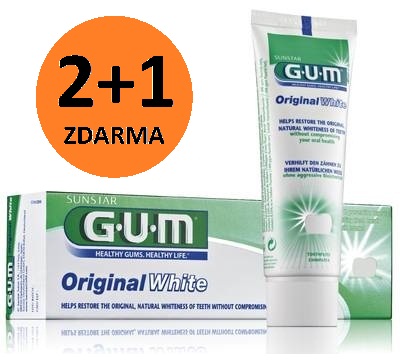 GUM Original White zubná pasta 75 ml 2+1 ZDARMA