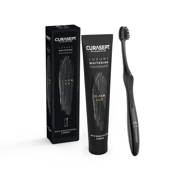 E-shop Curasept Luxury Black zubná pasta 75 ml + zubná kefka