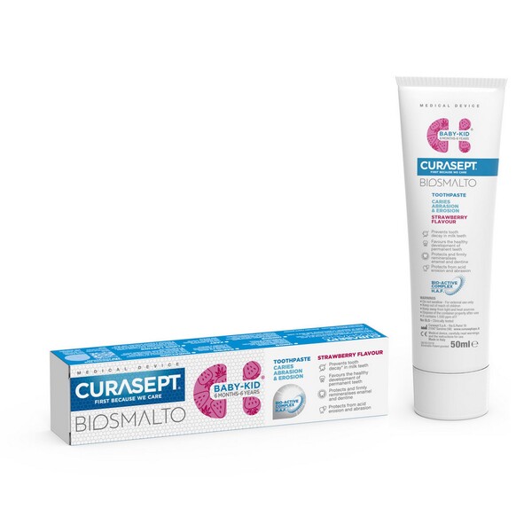 E-shop Curasept Biosmalto Baby-Kid Strawberry detská zubná pasta 50 ml