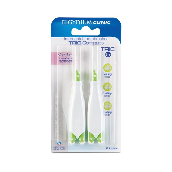 E-shop Elgydium Trio Compact Green medzizubná kefka 6 ks