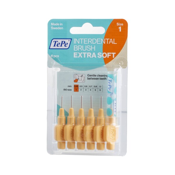 E-shop TePe Extra Soft 0,45 medzizubná kefka oranžová 6 ks