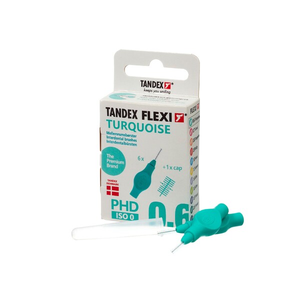 E-shop Tandex Flexi 0,6 Turquoise medzizubná kefka 6 ks