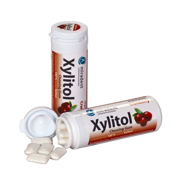 E-shop Miradent Xylitol žuvačky BRUSNICA 30 ks