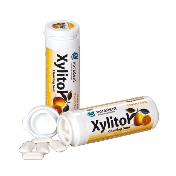 E-shop Miradent Xylitol žuvačky OVOCNÉ 30 ks