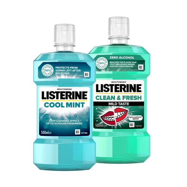 E-shop Listerine Duo Coolmint + Clean & Fresh ústna voda 2x500 ml
