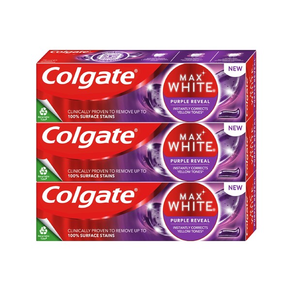 E-shop Colgate Max White Purple Reveal zubná pasta 3x75ml