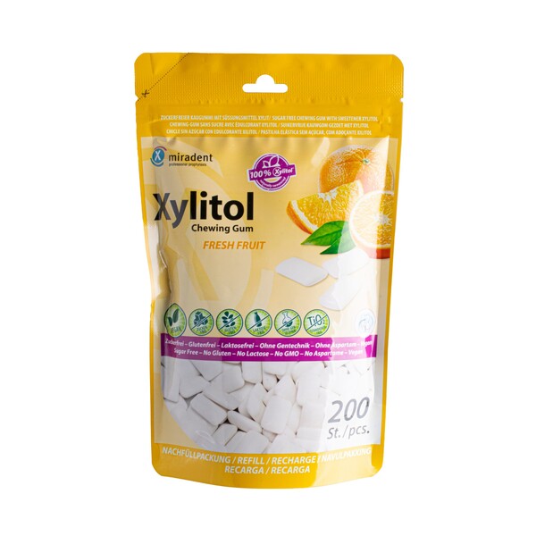 E-shop Miradent Xylitol OVOCIE žuvačky 200 ks