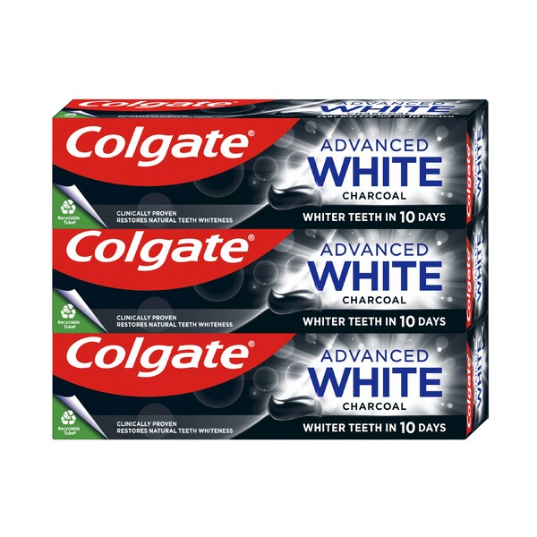 E-shop Colgate Advanced White Charcoal zubná pasta 3x75 ml