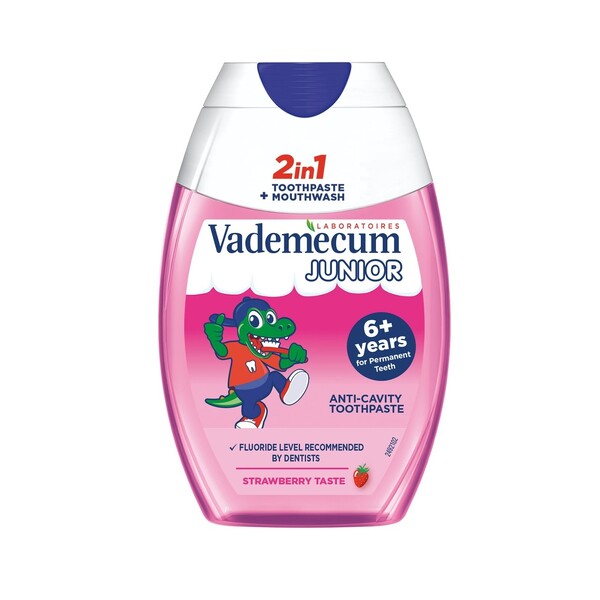 E-shop Vademecum Junior 2v1 Strawbery 6+ detská zubná pasta 75 ml