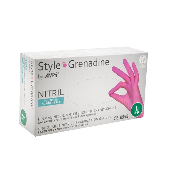 Ampri nitrilové rukavice bez púdru veľ. L - RUŽOVÉ 100 ks