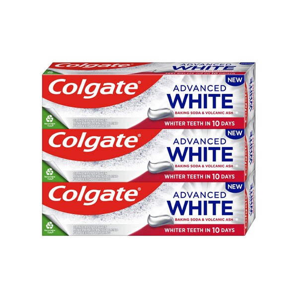 E-shop Colgate Advanced White Baking Soda & Volcanic Ash zubná pasta 3×75 ml