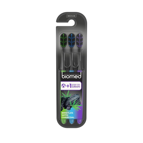 E-shop Biomed Black Medium zubná kefka 3 ks
