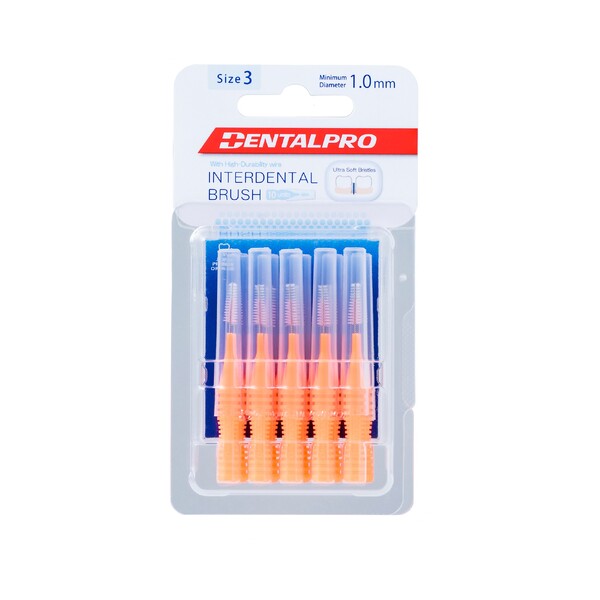 E-shop DentalPro I Shaped 3 medzizubná kefka oranžová 10 ks