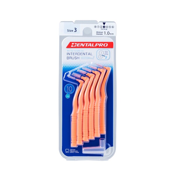 E-shop DentalPro L Shaped 3 medzizubná kefka oranžová 10 ks