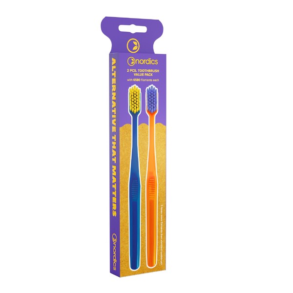 E-shop Nordics Premium Soft Orange&Blue zubná kefka 2 ks