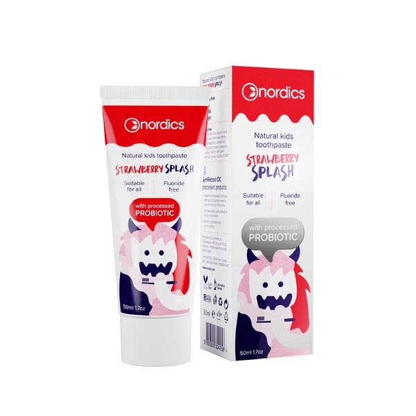 E-shop Nordics Kids Strawberry Splash Probiotic detská zubná pasta 50 ml