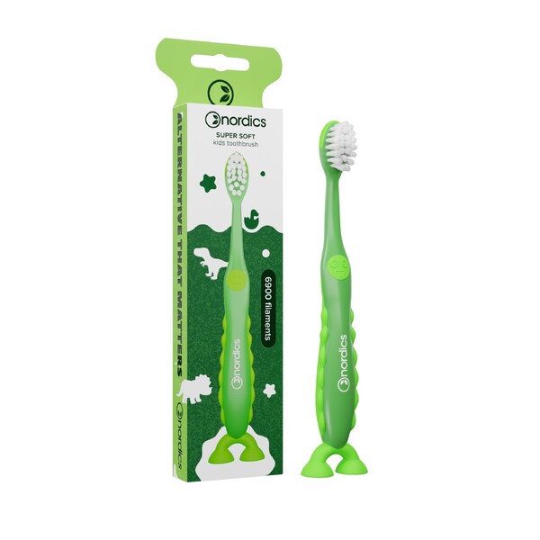 E-shop Nordics Premium Kids Dino Soft 6900 Green detská zubná kefka