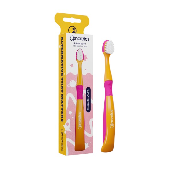E-shop Nordics Premium Kids Mermaid Soft 9240 Orange/Purple detská zubná kefka