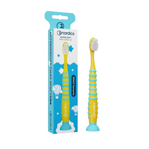 E-shop Nordics Premium Kids Rocket Soft 10500 Yellow/Blue detská zubná kefka