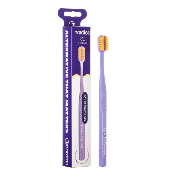 E-shop Nordics Premium Ortho Soft Purple/Orange zubná kefka