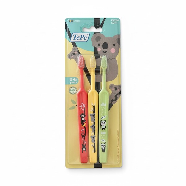 E-shop TePe Mini Extra Soft 0-6 detská zubná kefka 3 ks