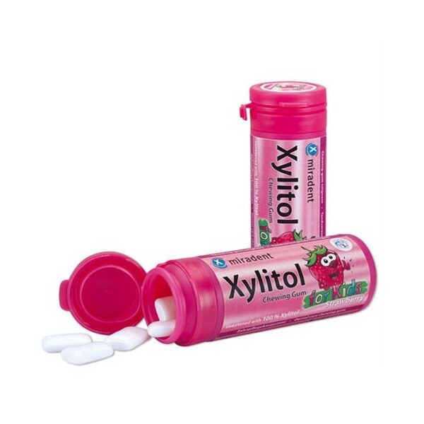 E-shop Miradent Xylitol DĚTSKÉ žuvačky JAHODA 30 ks