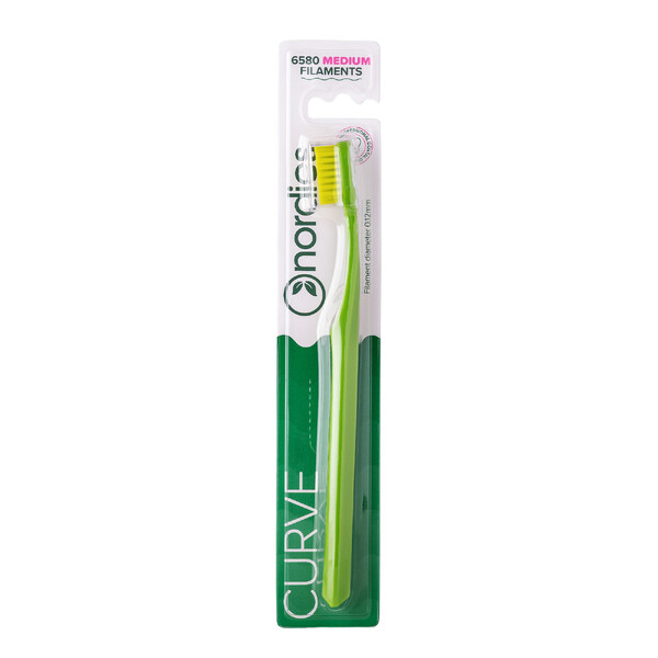 E-shop Nordics Curve Medium Dark Green/Light Green zubná kefka