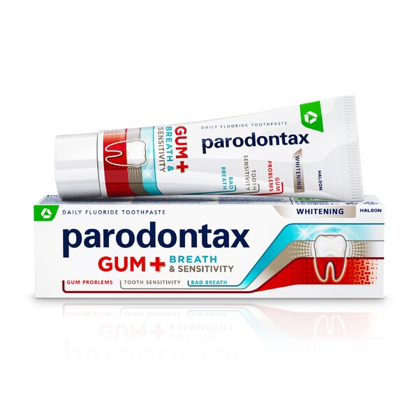 E-shop Parodontax Ďasná + Dych & Citlivé zuby bieliaca zubná pasta 75 ml