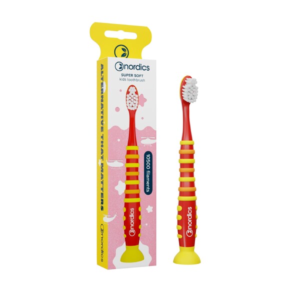 E-shop Nordics Premium Kids Rocket Soft 10500 Red/Yellow detská zubná kefka