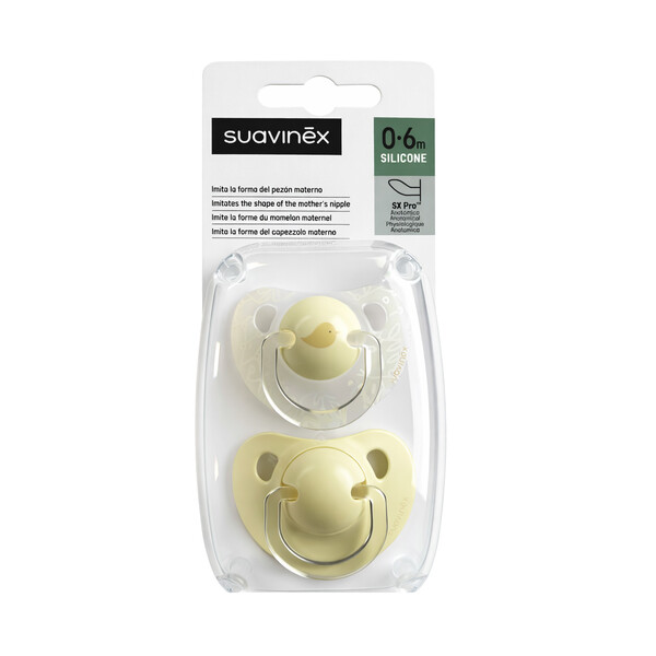E-shop Suavinex 0-6 m Birdies cumlík 2 ks - žltý