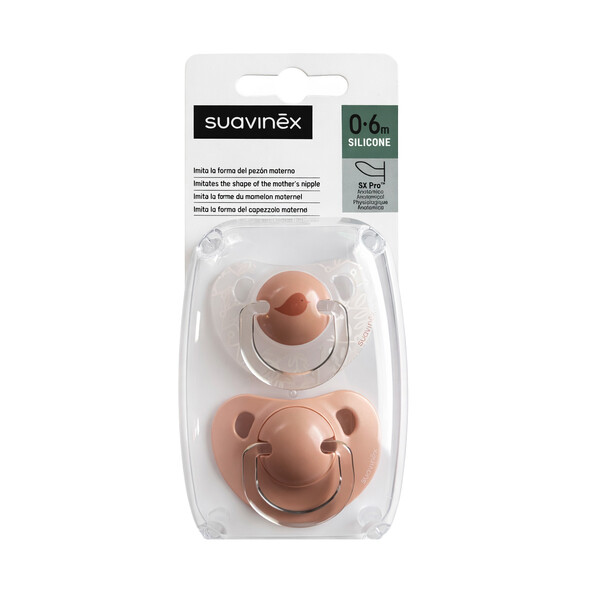 E-shop Suavinex 0-6 m Birdies cumlík 2 ks - ružový