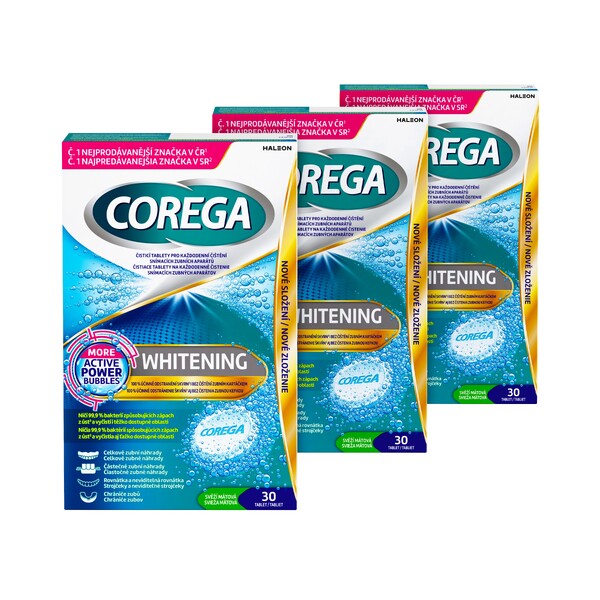 E-shop Corega Tabs Whitening čistiace tablety 3x30 ks