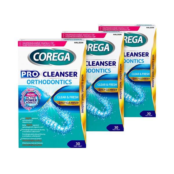 E-shop Corega Pro Cleanser Orthodontics čistiace tablety 3x30 ks