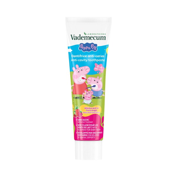 E-shop Vademecum Peppa Pig Red Fruit 0-6 detská zubná pasta 50 ml