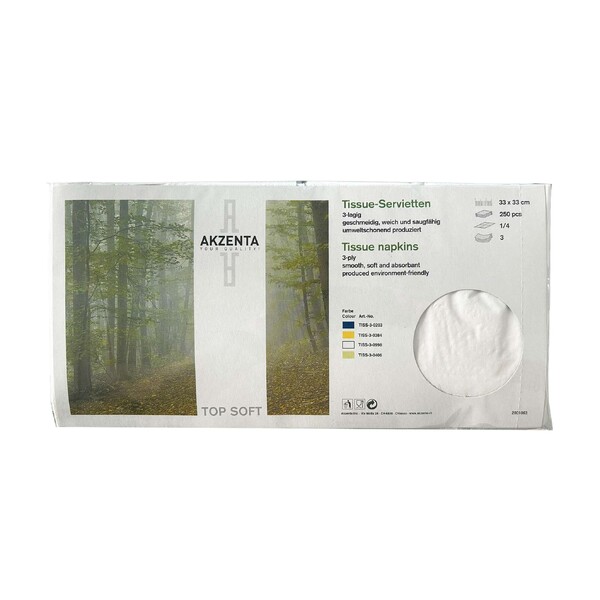 E-shop Akzenta Top Soft 33×33 cm White papierové obrúsky 250 ks