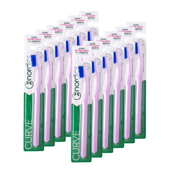 E-shop Nordics Curve Ultra Soft Pink/Dark Blue zubná kefka 12 ks