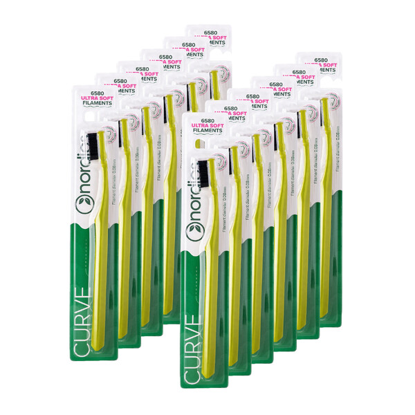 E-shop Nordics Curve Ultra Soft Green/Black zubná kefka 12 ks