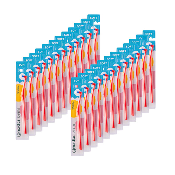 E-shop Nordics Premium Single Tuft Soft Red jednozväzková kefka 24 ks