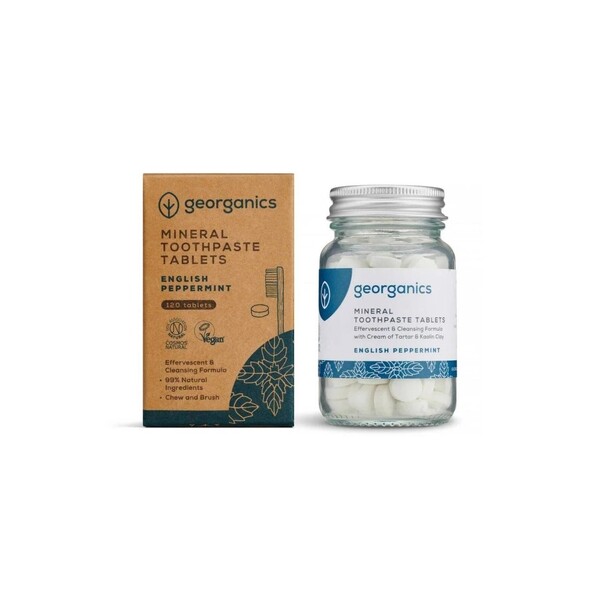 E-shop Georganics English Peppermint zubná pasta v tabletách 120 ks