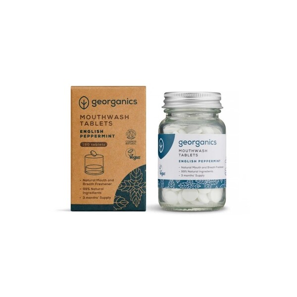 E-shop Georganics English Peppermint ústna voda v tabletách 180 ks