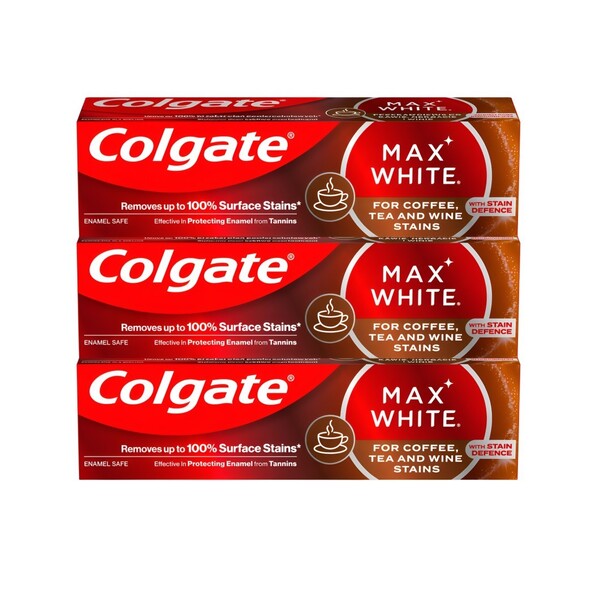 E-shop Colgate Max White Coffee, Tea & Wine zubná pasta 3×75 ml