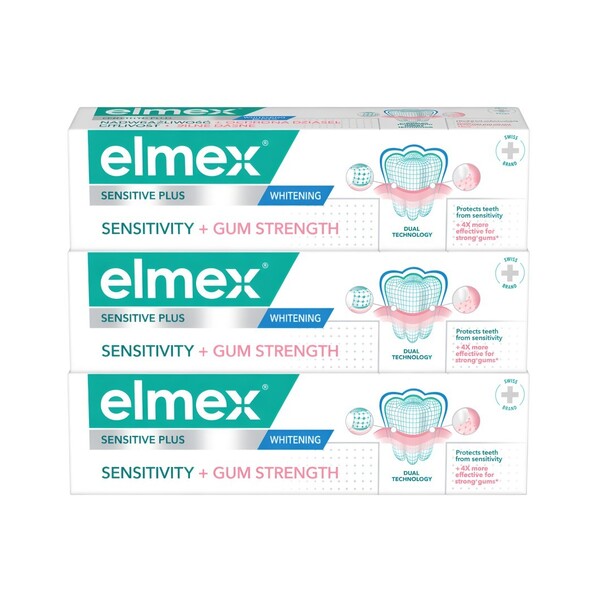 E-shop Elmex Sensitive Sensitivity + Gum Strenght Whitening zubná pasta 3×75 ml