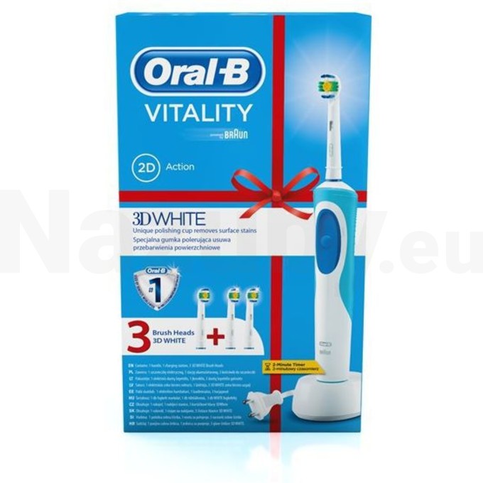 Braun Oral B Vitality 3D White D12.513 zubná kefka + náhradné hlavice 3D White 2ks