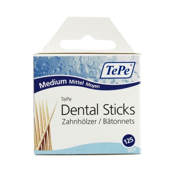 TePe Dental Sticks Medium lipová špáradlá s fluoridom, 125 ks