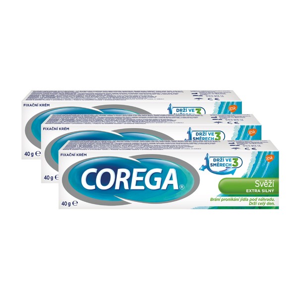 Corega Extra Strong Fresh fixačný krém 3×40 g