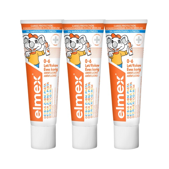 Elmex Kids 0–6 detská zubná pasta 3x50 ml