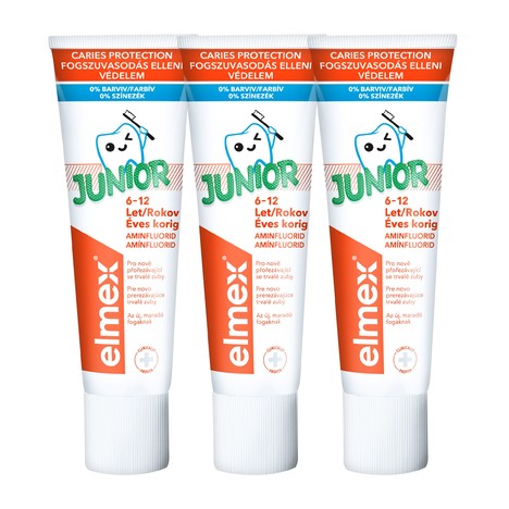 Elmex Junior 6–12 let zubná pasta 3x75 ml