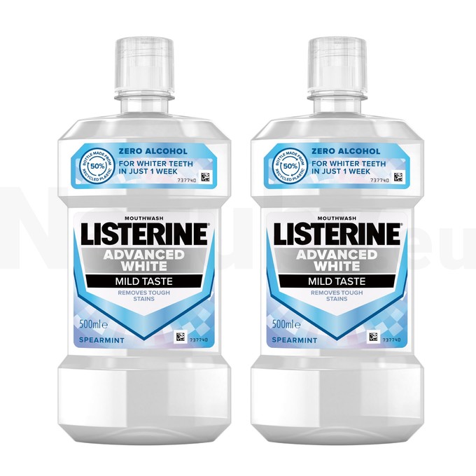 Listerine Advanced White Mild Taste ústna voda 2x500 ml