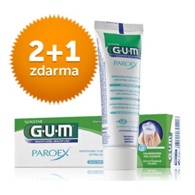 GUM Paroex 0,06% CHX zubná pasta 75 ml 2+1 ZDARMA